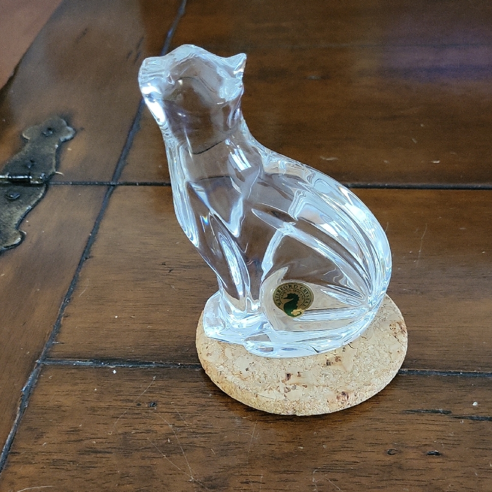 Waterford Crystal Cat Figurine. 4 1/2" Tall, 3" From Paw to tail.